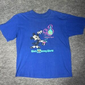 VTG 1996 Walt Disney World 25th Anniversary Mickey T Shirt Single Stitch Blue